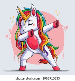 Cute Dabbing Unicorn, funny unicorn doing dabbing dance, Dab movement svg