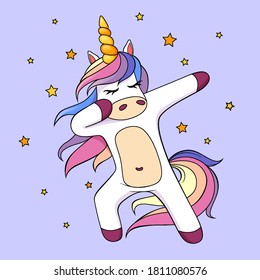 Cute dabbing unicorn. Vector illustration