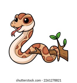 Cute daboia russelii snake cartoon on tree branch