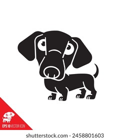 Cute Dachshund cartoon vector glyph icon for Bobblehead Day on January 7