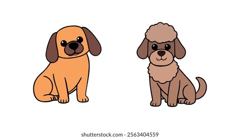 Cute dachshund dog cartoon illustration with a happy and playful vibe