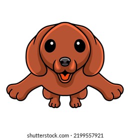 Cute Dachshund Dog Cartoon Jumping