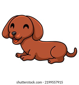 Cute dachshund dog cartoon laying down