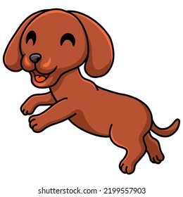 Cute Dachshund Dog Cartoon Posing