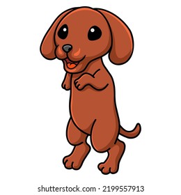 Cute Dachshund Dog Cartoon Posing
