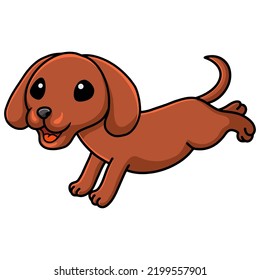 Cute Dachshund Dog Cartoon Running