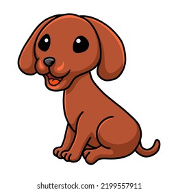 Cute Dachshund Dog Cartoon Sitting