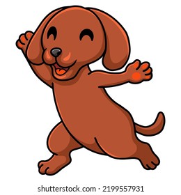 Cute Dachshund Dog Cartoon Walking