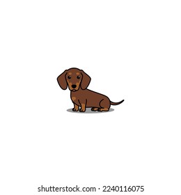 Cute dachshund dog chocolate and tan sitting cartoon, vector illustration