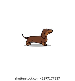 Cute dachshund dog chocolate and tan cartoon, vector illustration