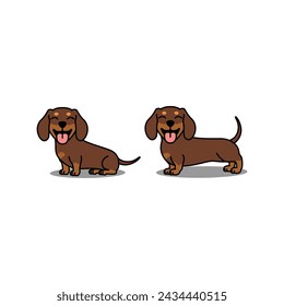 Cute dachshund dog chocolate and tan smiling cartoon, vector illustration