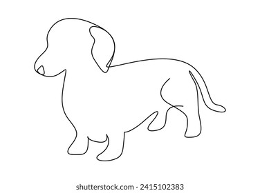 Cute dachshund dog continuous single line drawing. Vector illustration. Premium vector