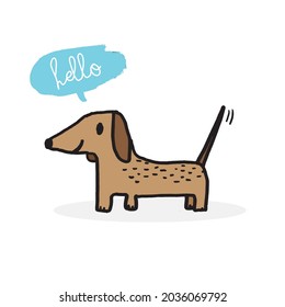 Cute Dachshund dog doodle vector illustration,Adorable pattern with funny dog,Funny colorful vector pattern with cute dog,Hand drawn