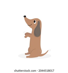 Cute Dachshund dog doodle vector illustration,Adorable pattern with funny dog,Funny colorful vector pattern with cute dog,Hand drawn ,vector illustration for t-shirt ,card, poster design for kids.