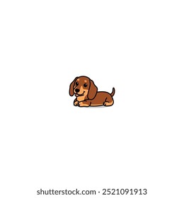 Cute dachshund dog laying down cartoon, vector illustration