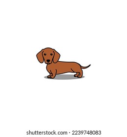 Cute dachshund dog red color cartoon, vector illustration