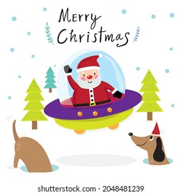 Cute Dachshund dog and Santa  claus vector illustration,Adorable pattern with funny dog,Funny colorful vector pattern with Christmas ,vector illustration for t-shirt ,card, poster design for Christmas