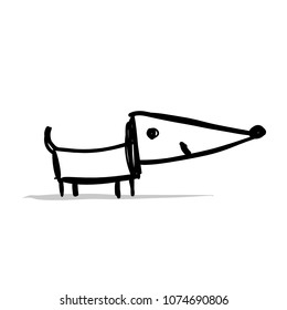 Cute dachshund dog, sketch for your design