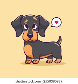 Cute Dachshund Dog Standing Cartoon Vector Icon 
Illustration. Animal Nature Icon Concept Isolated Premium 
Vector. Flat Cartoon Style