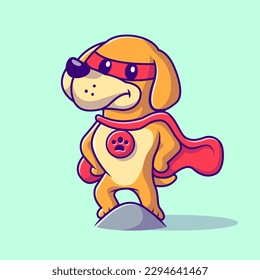 Cute Dachshund Dog Superhero Cartoon Vector Icon Illustration. Animal Holiday Icon Concept Isolated Premium Vector. Flat Cartoon Style