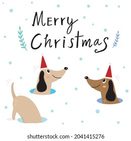 Cute Dachshund dog vector illustration,Adorable pattern with funny dog,Funny colorful vector pattern with Christmas ,vector illustration for t-shirt ,card, poster design for Christmas