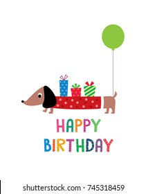 cute dachshund puppy happy birthday greeting