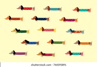 cute dachshund puppy vector collection