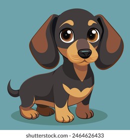 Lindo cachorro dachshund. Ilustración vectorial en estilo de dibujos animados