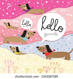 cute dachshund vector,vector pattern with dachshund,Cute dog background