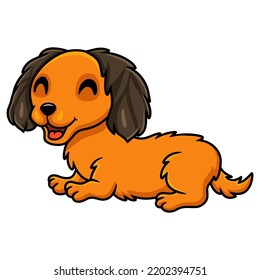 Cute dachund dog cartoon laying down