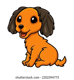 Cute dachund dog cartoon sitting