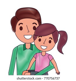 cute dad holding her little daughter