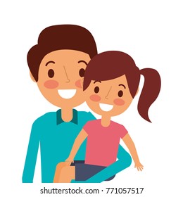 cute dad holding her little daughter