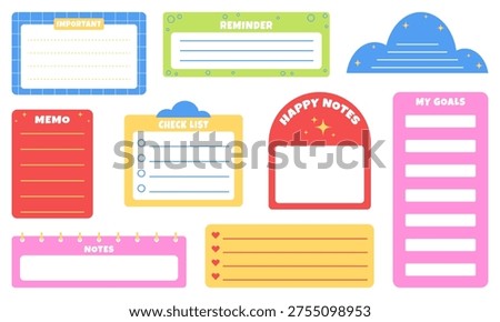 cute daily planner to do list notepad journaling and scrapbooking sticker illustration