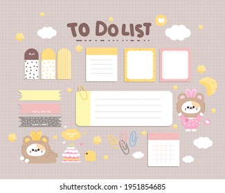 Cute daily planner element stationery collection cartoon art illustration