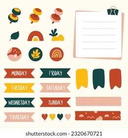 Cute daily planner scrapbook elements collection 