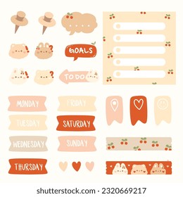 Cute daily planner scrapbook kawaii elements