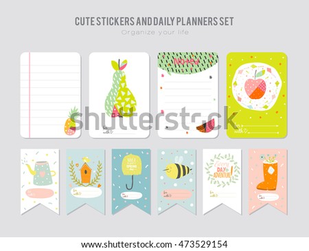 cute daily planner template note paper stock vector royalty free