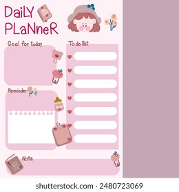 Cute Daily Planner Template vector 