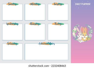 Cute Daily Planner Week Day Program