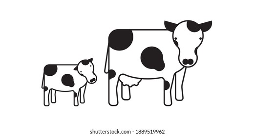 Cute dairy cow cartoon character, Vector illustration of a dairy cattle.	