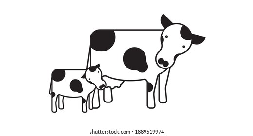 Cute dairy cow cartoon character, Vector illustration of a dairy cattle.	