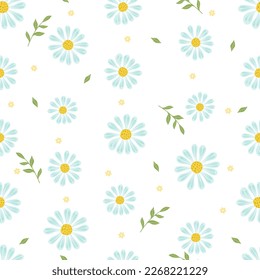 Cute daisies with cute flowers print for clothes, wrapping paper, phone cases. Seamleess flowers pattern