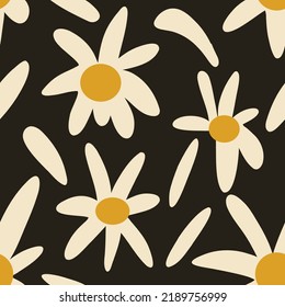 Las mareas cortas en un fondo oscuro. Patrón de vectores sin fisuras para interiores, textiles, papel. Estilo vintage.