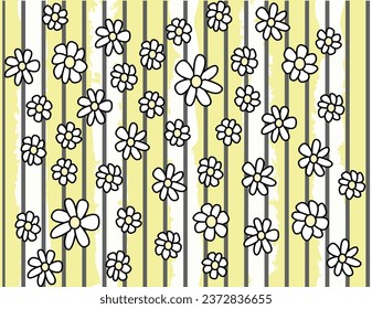 cute daisies over striped background