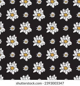 Cute-Daisy-Blüten im Schatten-Vektormuster können für Hintergrund- und Bekleidungsdesign verwendet werden