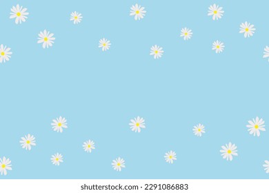 Cute daisy flower border seamless background with copy space 