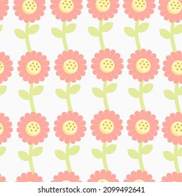 Cute Daisy flower seamless pattern with pastel color