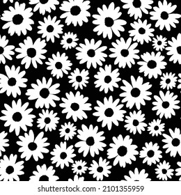 Cute Daisy flor patrón sin fisuras. Fondo de diseño plano de la ilustración del vector. 