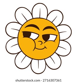 Linda flor de margarita sonriente diseño de Plantilla de Ilustración vectorial de color plano